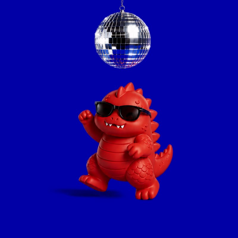 Kaiju dancing under a disco ball